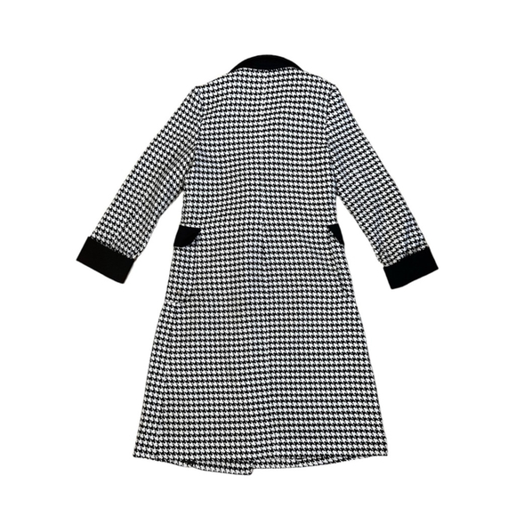 Black & White Long Houndstooth Pea Coat Size Small - Picture 5 of 8